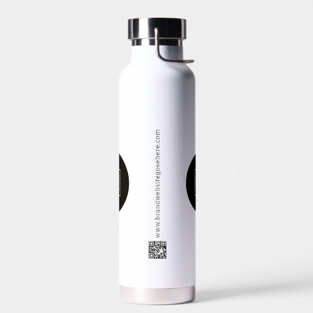 Logo QR-Code Text Geschäft Branding Promotion Trinkflasche (Links)