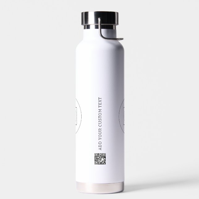 Logo QR-Code Text Geschäftsbranding Förderung Trinkflasche (Links)
