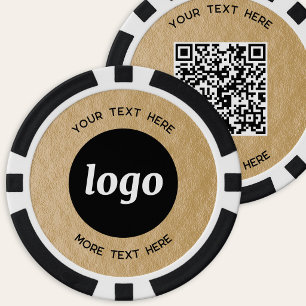 Logo-QR-Code-Text Geschäftsförderungs-Gold Pokerchips