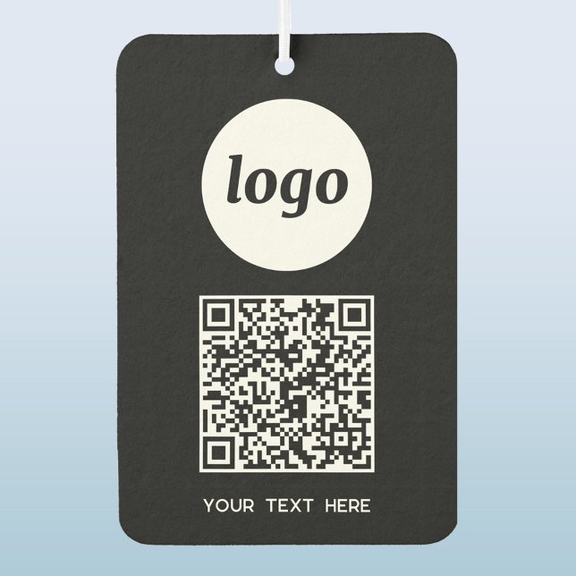 Logo QR Code Text Geschäftswerbung schwarz Autolufterfrischer (Simple logo QR code custom text business branding promotional car motor vehicle air freshener)