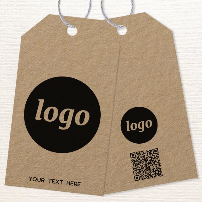 Logo-QR-Code Text Preis-Kennzeichen für Geschäftsp Geschenkanhänger (Logo with QR code and custom text business promotional product or price tag)