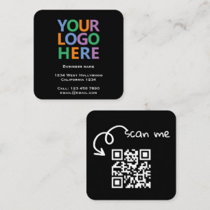 Logo-QR-Code und Text individuell angepasst Quadratische Visitenkarte