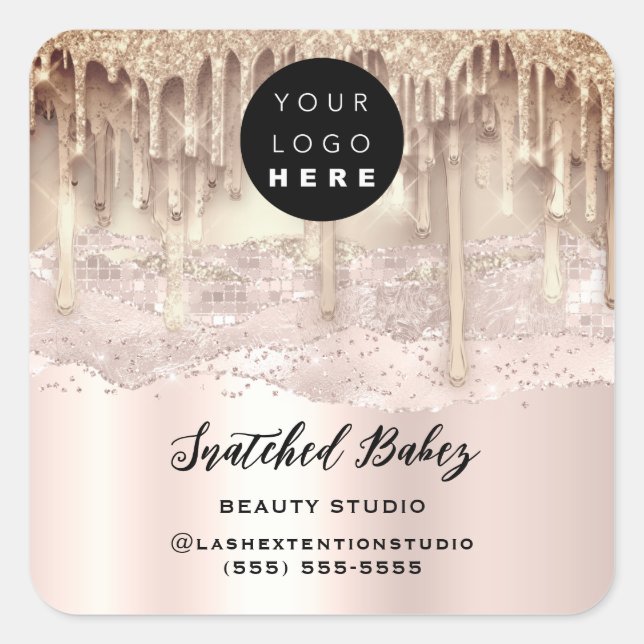 Logo-QR-Code Vielen Dank, dass Sie den Pink-Glitze Quadratischer Aufkleber (Vorderseite)