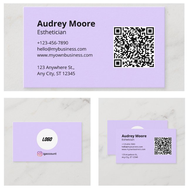 Logo-QR-Code Visitenkarte (Logo QR Code Esthetician Services Business Card
)