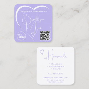Logo QR-Code Vorlage Kalligrafie Lilac Herz Quadratische Visitenkarte