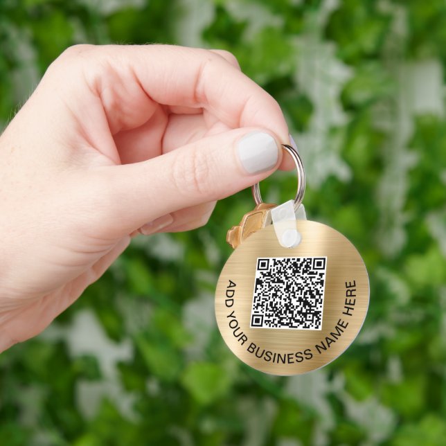 Logo QR Code Werbegold Schlüsselanhänger (Hand)