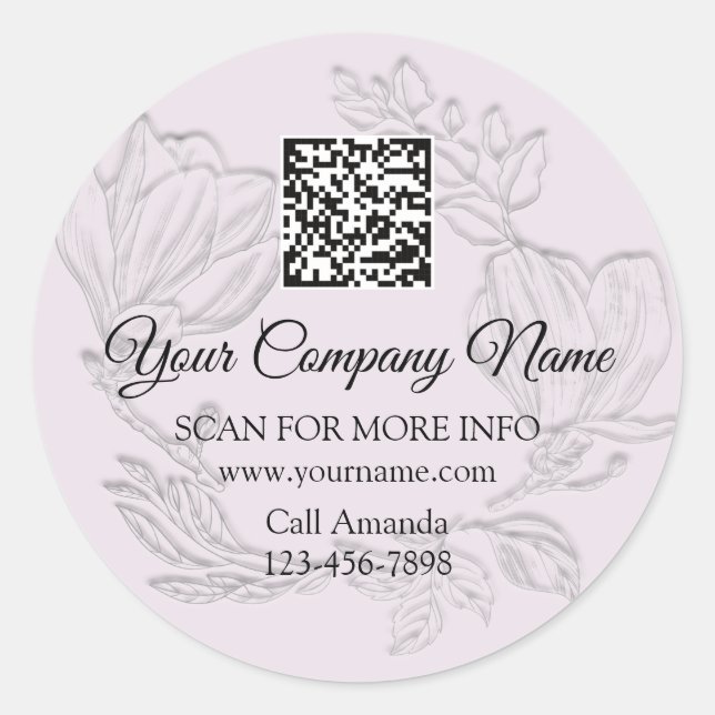 Logo QR Code Werbeshop Blütensilber Lilac Runder Aufkleber (Vorderseite)