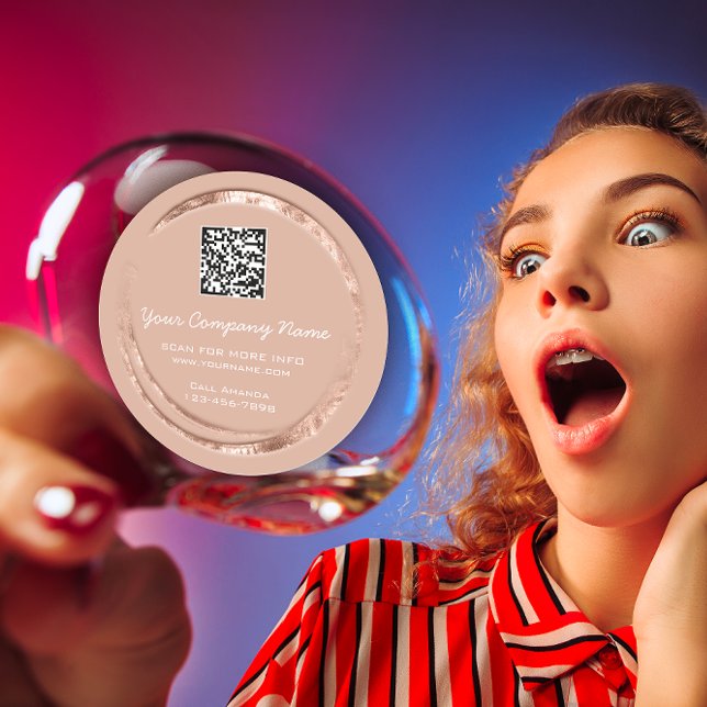 Logo QR Code Werbeshop Rose Circle Blush Runder Aufkleber (Logo QR Code Promotional Shop Rose Circle Blush Classic Round Sticker)
