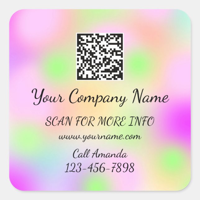 Logo QR-Code Werbeshop-Symbol Rosa Quadratischer Aufkleber (Vorderseite)