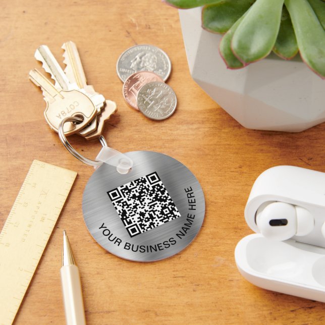 Logo QR Code Werbesilber Schlüsselanhänger (Schreibtisch)