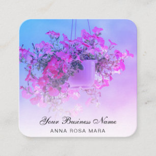 * Logo QR Florale Blume Hängende NEON Petunie Topf Quadratische Visitenkarte