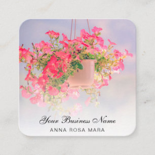 *~* Logo QR Florale Blume Hängende Rosa Petunie To Quadratische Visitenkarte