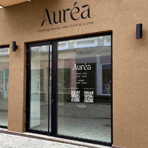 Logo QR Öffnungszeiten Social Media Business Folie Fensteraufkleber