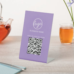 Logo QR Restaurant Menü Light Lila Business Sockelschild