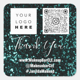 Logo QRCode Name Vielen Dank Einkauf Aquamarinen G Quadratischer Aufkleber