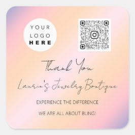 Logo QrCode Online Shop Holografisch Quadratischer Aufkleber