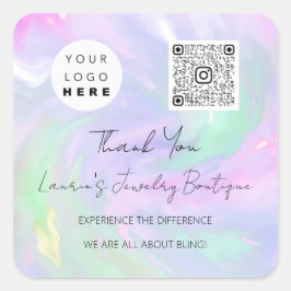 Logo QrCode Online Shop Holografisch Quadratischer Aufkleber