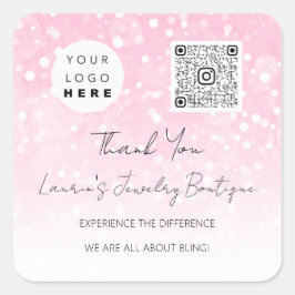 Logo QrCode Online Shop Pink Quadratischer Aufkleber
