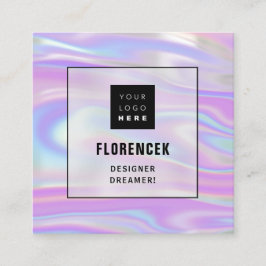 Logo QRCODE Shop Beruflich Ombre Holographic Quadratische Visitenkarte