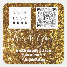 Logo QRCodenname Vielen Dank Gold Glitzer kaufen Quadratischer Aufkleber