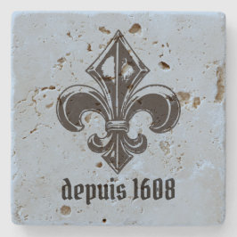 Logo Quebec Lys mittelalterliche Vintage deus vult Steinuntersetzer