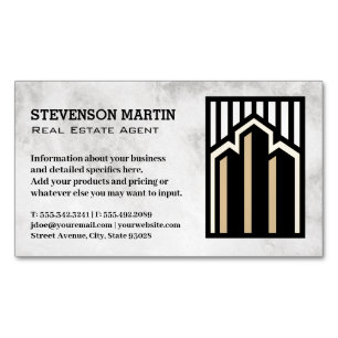 Logo "Real Anwesen Gebäude" Marmor Magnetische Visitenkarte