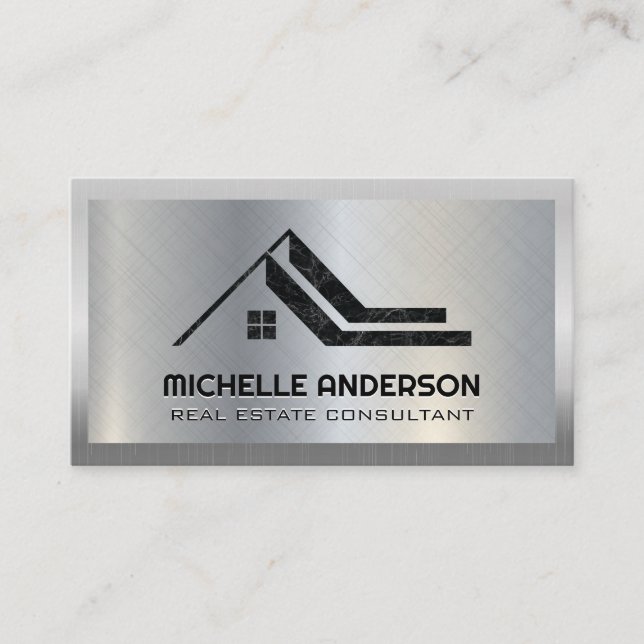 Logo "Real Anwesen Marble" | Metallisch Visitenkarte (Vorderseite)