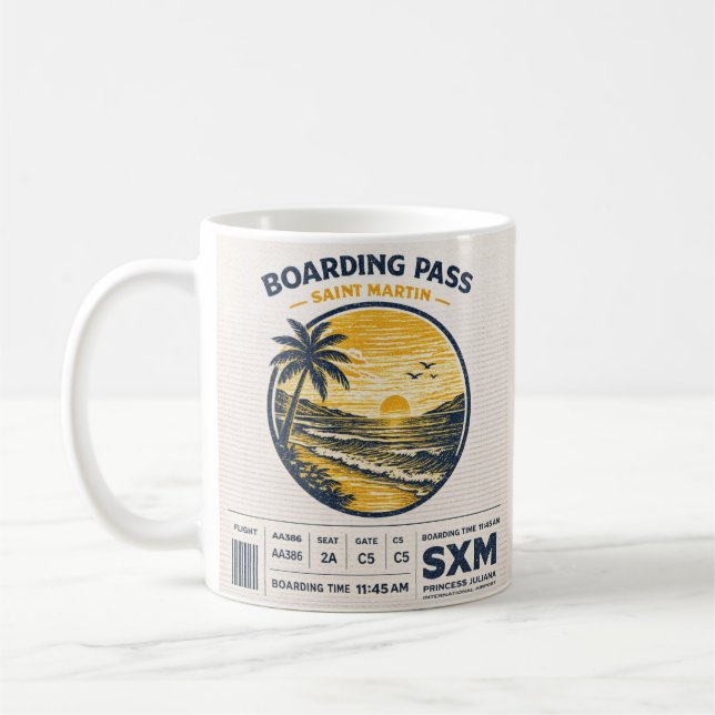 Logo Reise Saint Martin SXM Vintage Kaffeetasse (Links)