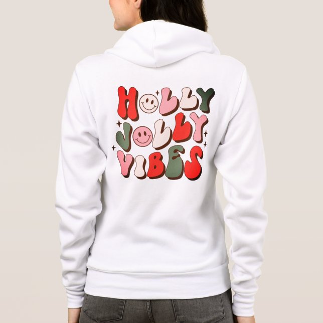 Logo Retro Christmas Holly Jolly Vibes Holidays Hoodie (Rückseite)