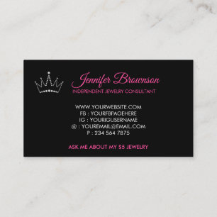 Logo Rosa Crown Jewelry Accessoires Danke Visitenkarte
