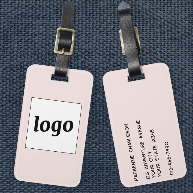 Logo Rosa Geschäft Gepäckanhänger (Logo with custom text business promotional luggage tag)