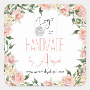 Logo-Rose Blumenhandwerkliche Werbeaktion Quadratischer Aufkleber