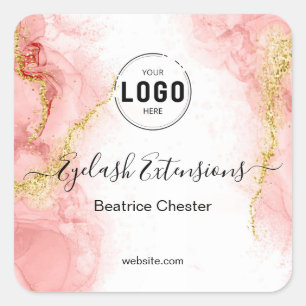Logo Rosé Gold Achat-Typografie Haar-Make-up Quadratischer Aufkleber