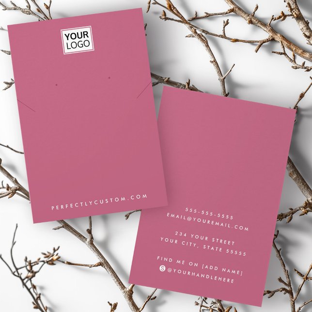 Logo-Rose-Lila-Kette Ohrring-Display-Karte hinzufü (Add logo rose mauve necklace earring display card)