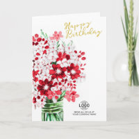 Logo-Rot-Weiße Blume zum Geburtstag hinzufügen