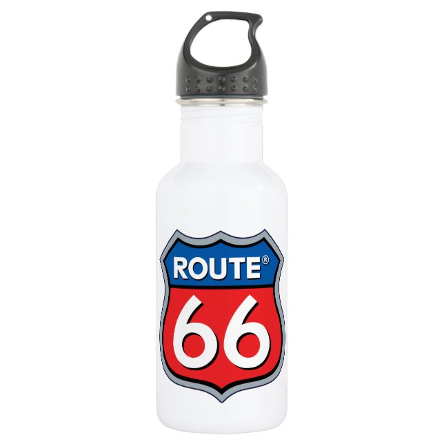 Logo "Route 66" Edelstahlflasche (Vorderseite)