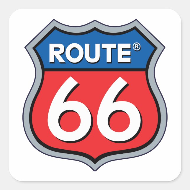 Logo "Route 66" Quadratischer Aufkleber (Vorderseite)