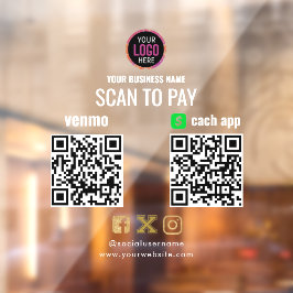 Logo Scan to Pay CashApp Venmo QR-Code Fensteraufkleber