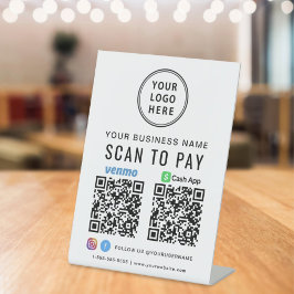 Logo Scan to Pay CashApp Venmo QR-Code Sockelschild