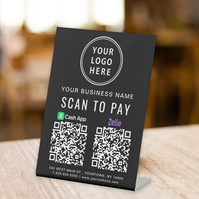 Logo Scan to Pay CashApp Zelle QR Codes Black Sockelschild (Von Creator hochgeladen)