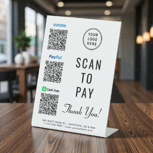 Logo-Scan zur Bezahlung Paypal Venmo CashApp QR Co Sockelschild
