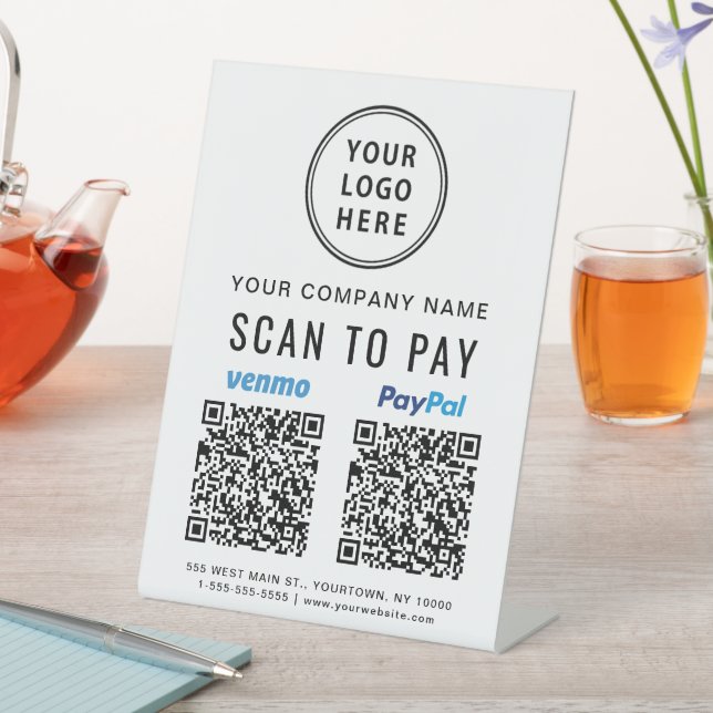 Logo-Scan zur Bezahlung Paypal Venmo QR Codes Sockelschild (In Situ)