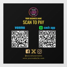 Logo Scanne zum Bezahlen CashApp Venmo QR-Code Fensteraufkleber