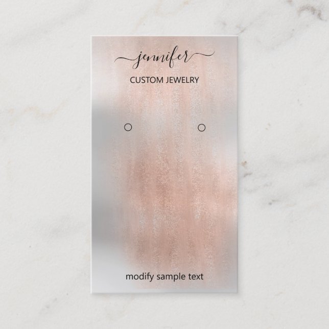 Logo-Schmuck-Card Social Media Silver Gray Rose Visitenkarte (Vorderseite)