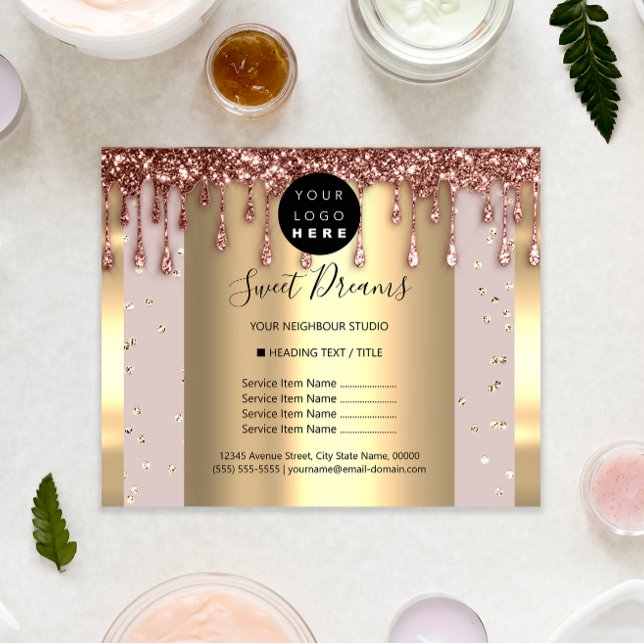 Logo Schönheit Makeup Nails Preisliste Rose WELLNE Flyer (Logo Beauty Makeup Nails Price List Rose SPA Flyer)