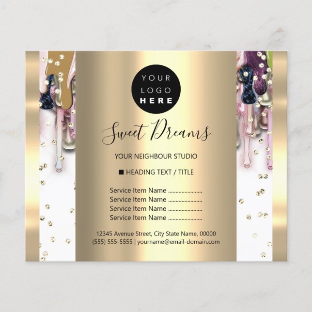 Logo Schönheit Makeup Nails Preisliste Tropfen Flyer (Vorne)