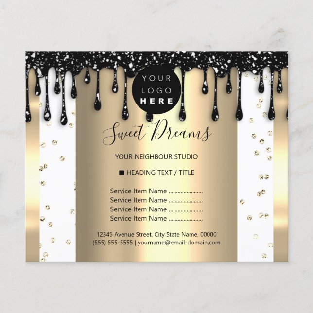 Logo Schönheit Makeup Nails Preisliste Tropfen Lux Flyer (Vorne)