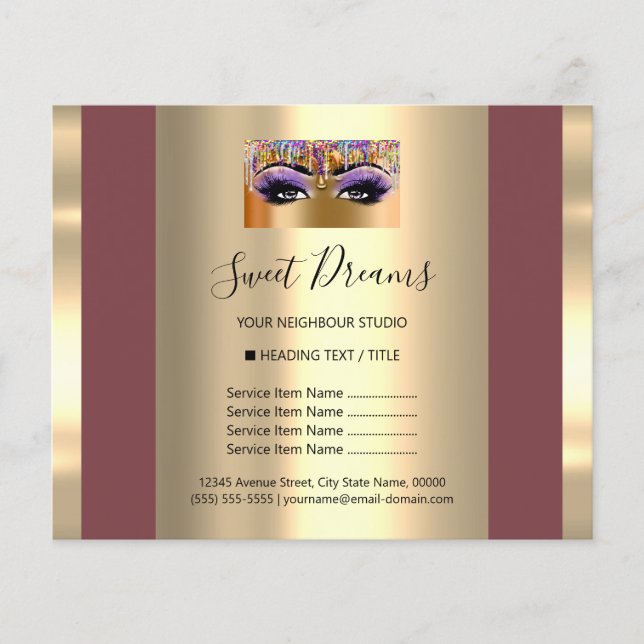 Logo Schönheitssalon Makeup Preisliste Roter Flyer (Vorne)