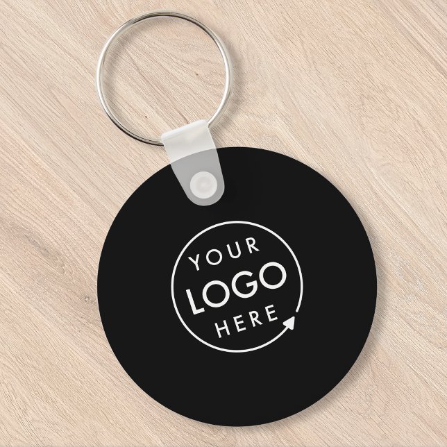 Logo schwarz | Business Modern Minimalistisch Schlüsselanhänger (Sleek black company branded keychains for small business office keys, gifting & promotional swag.)