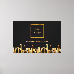 Logo Schwarz Gold City Skyline Business Real Anwes Leinwanddruck